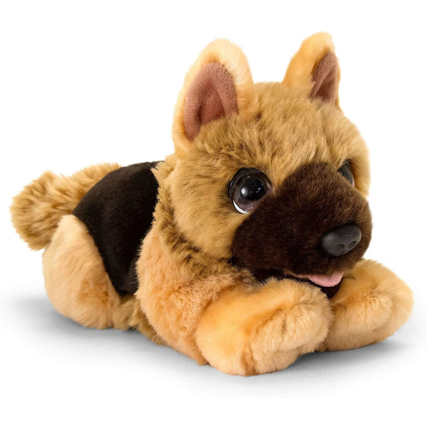 Keel Toys Plüschtier Hund Schäferhund, Kuscheltier Hündchen Liegend 32 cm,  Stoffhund Beige